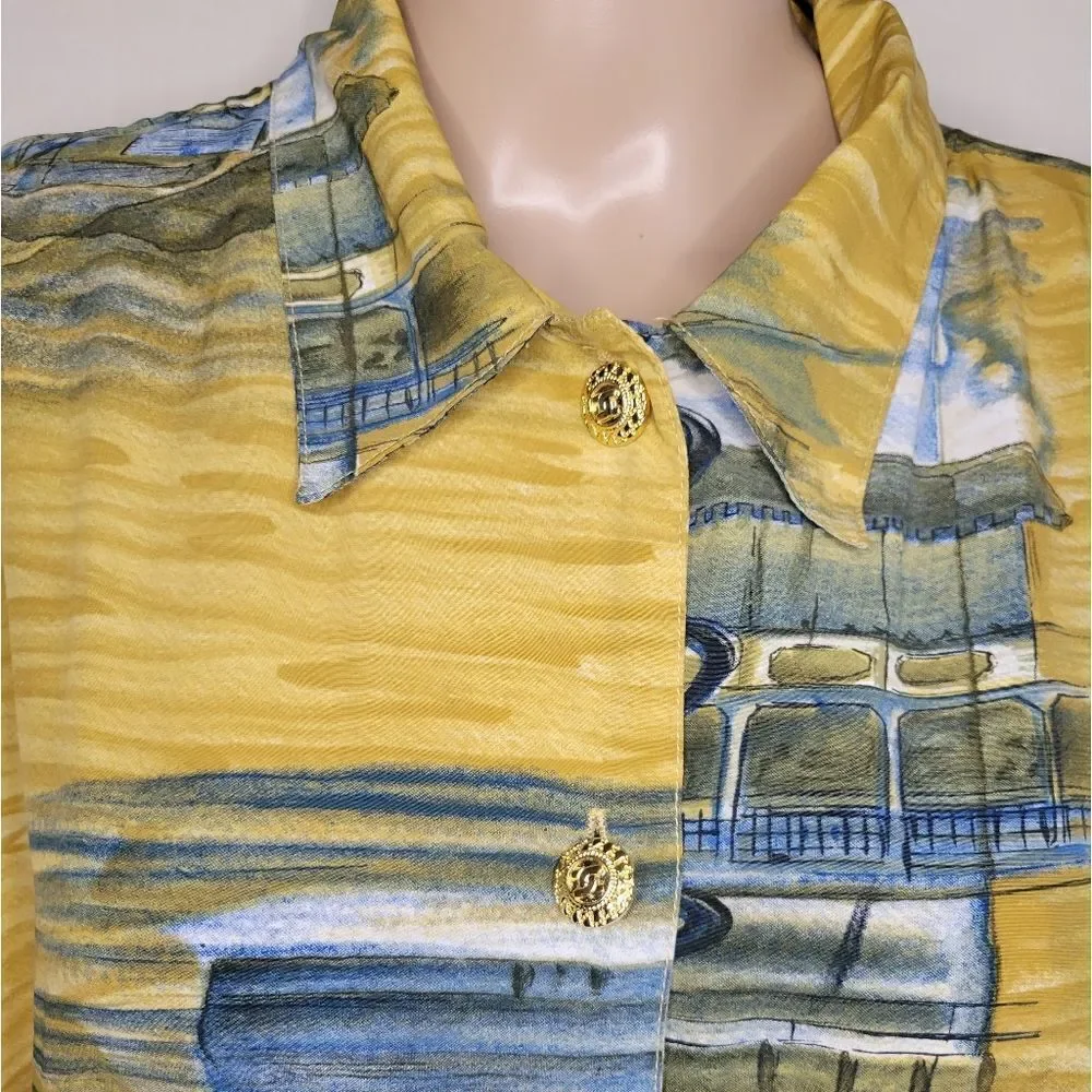 Vintage Wild Thyme oversized long sleeve printed button down shirt. - Picture 9 of 14